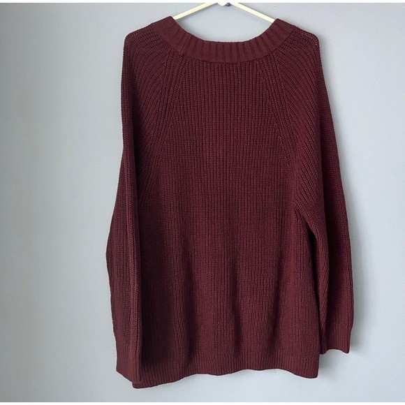 Express oversized ribbed waffle knit v neck sweater xxs - Picture 2 of 2